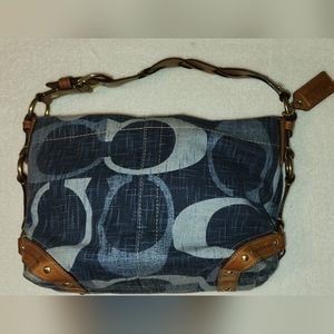 Coach Cotton Canvas Blue Signature Bag